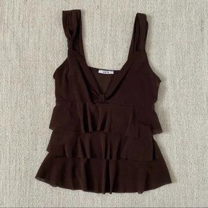 Unyx Brown Tank Top Blouse with Ruffles